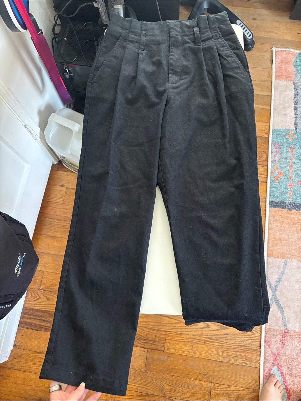 Black High-Waist Pleated Women's Trousers